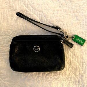 Coach Wristlet - Black Pebble Leather